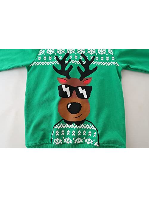 Mrocioa Toddler Boy Girls Sweatshirt Ugly Christmas Santa Claus Reindeer Shirt Kids Xmas Pullover Tops 2-7T