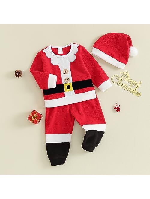 Hulpvktsgiq Toddler Baby Boy Girls Christmas Costume Long Sleeve Outwear Jacket Holiday Santa Claus Costume Outfit