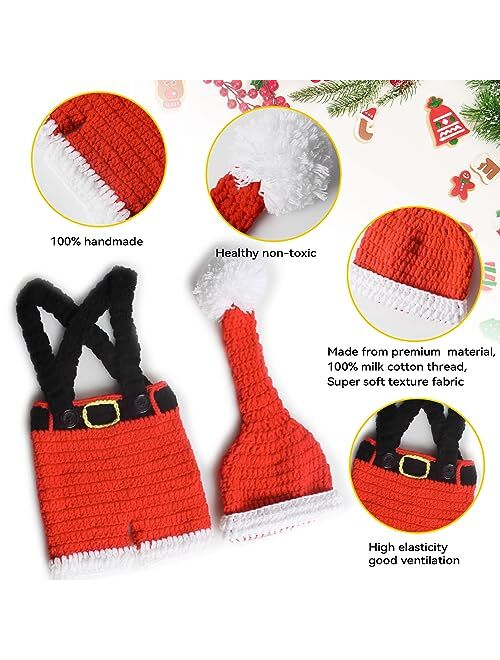 AIXIANG Baby Photography Props Christmas Cap Newborn Crochet Santa Claus Outfits