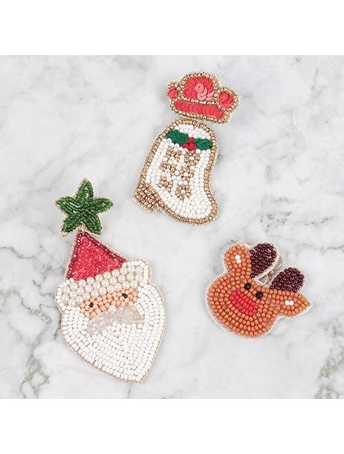 Riah Fashion Christmas Holiday Party Costume Jewelry Women - Winter X-Mas Girls Earrings Santa Reindeer Angel Bell Snowman Tree