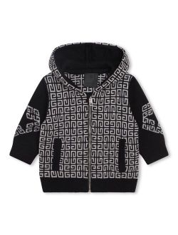 Kids intarsia-knit logo hooded jacket