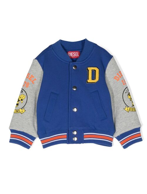 Diesel Kids logo-print cotton bomber jacket