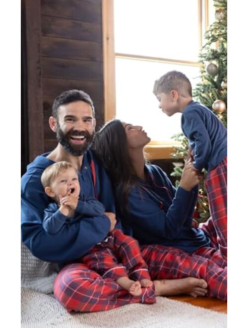 PajamaGram Family Pajamas Matching Sets - Family PJs, Red & Blue Plaid
