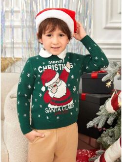 Young Boy Christmas Santa Claus Pattern Sweater