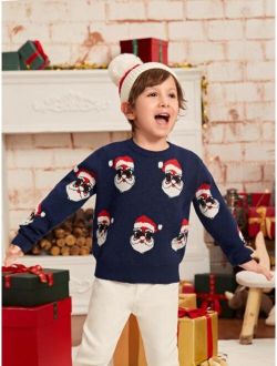 Toddler Boys Ugly Christmas Santa Claus Pattern Sweater