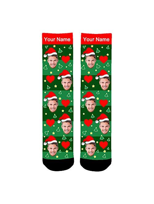 Aolun Custom Photo Socks,Christmas Socks,Personalized Face Socks,Funny Socks Turn Photo into Socks for Men and Women