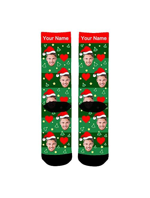 Aolun Custom Photo Socks,Christmas Socks,Personalized Face Socks,Funny Socks Turn Photo into Socks for Men and Women
