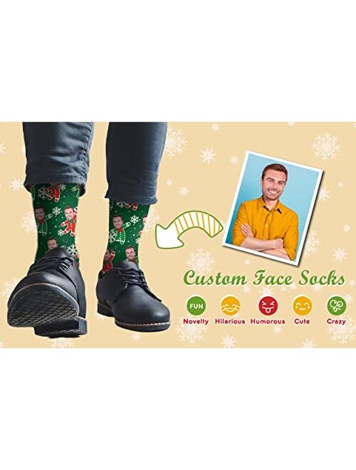 ShineSand Funny Christmas Socks,Novelty Custom Face Socks,Personalized Socks With Picture Xmas Holiday Socks Funny Gifts