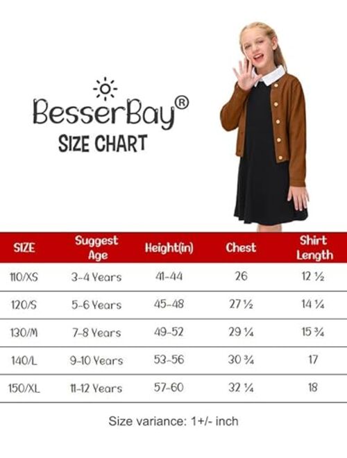 BesserBay Girls Solid Color Knit Sweaters Button Down Uniform Cardigan 4-12 Years