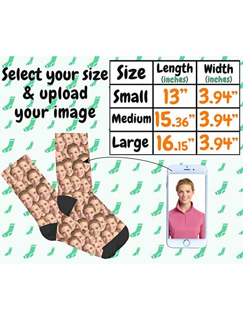 Printualist Custom Face Socks - Print Your Picture, Photo - Best Personalized Funny Crew Sock Gifts for Men Women