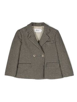 houndstooth-pattern double-breasted blazer