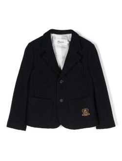 logo-embroidered single-breasted blazer