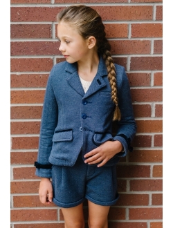 Girls' Dressy Knit Jacquard Riding Blazer, Kids