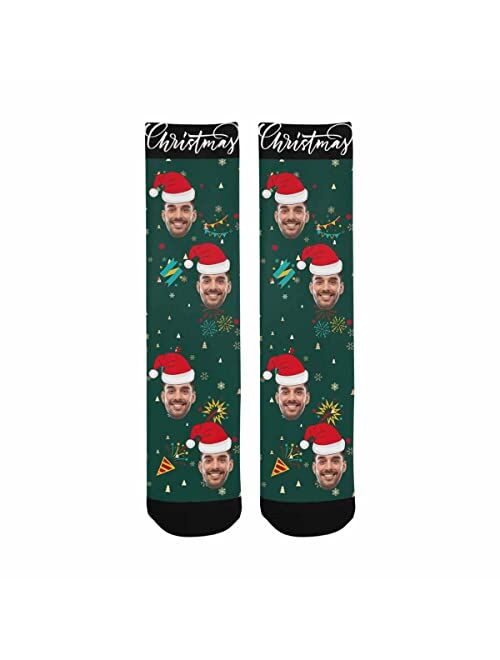 Artsadd Personalized Christmas Socks Custom Socks with Faces Unisex Crew Socks Gifts for Christmas Friends Family Made in USA