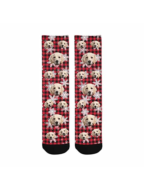 Artsadd Personalized Christmas Socks with Pet Puppy Faces Custom Christmas Gifts Unisex Socks Pet Photo Socks for Women Men