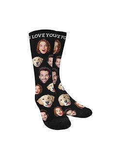 DIYKST Custom Face Socks Gifts for Couple Made in USA Personalized Photo Socks Picture on Socks Customized for Men Women
