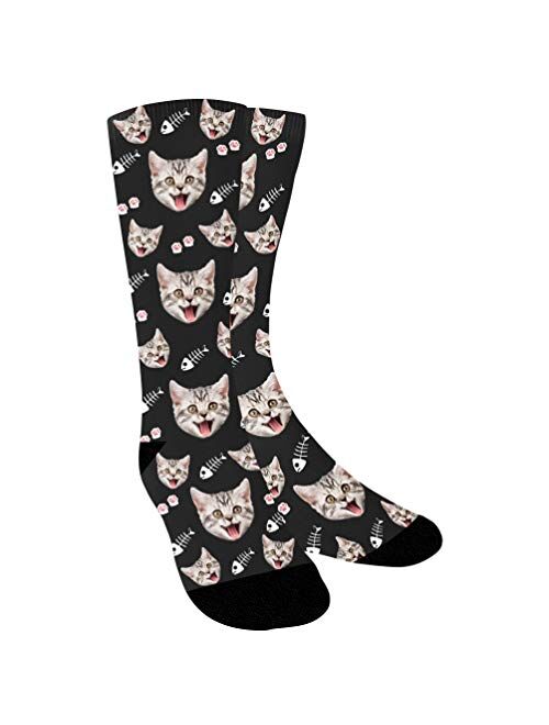 Custom Socks with Cat Pictures, Put Your Kitten Pet Faces on Personalized Custom Socks for Women Men Kids - Ulikelife