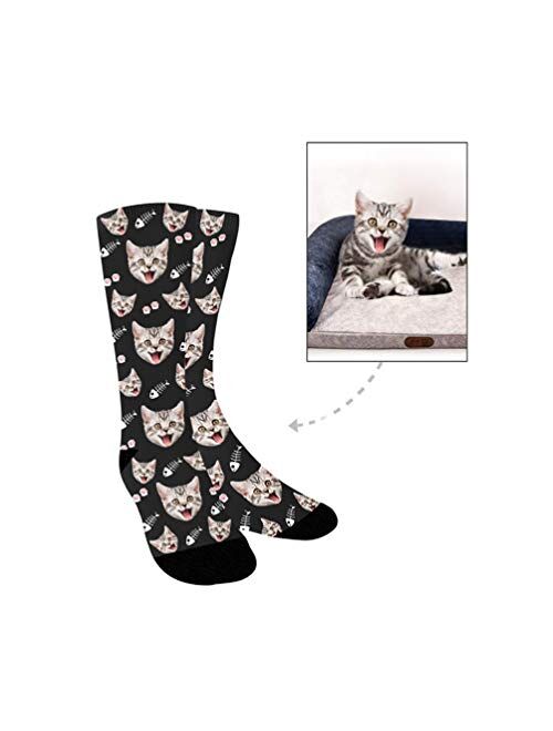 Custom Socks with Cat Pictures, Put Your Kitten Pet Faces on Personalized Custom Socks for Women Men Kids - Ulikelife