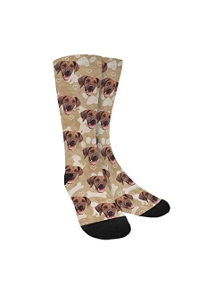 Annhomeart Custom Socks Print Your Photo Pet Dog Face Personalized Crew Socks for Men Women