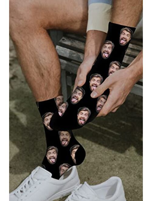 Dreamdecor Custom Funny Socks with Photo Novelty Face Crew Socks Personalized Funny Gifts for Men Women Kids