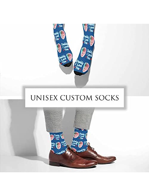 Artsadd Custom Face Socks with Picture, Personalized Socks with Dog Cat Photo, Customized Unisex Funny Gifts for Men Women