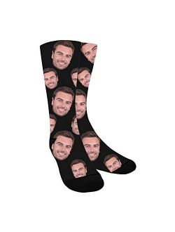 ShineSand Custom Face Socks with Picture, Personalized Socks with Photo Customized Unisex Funny Crew Sock Gifts for Men Women