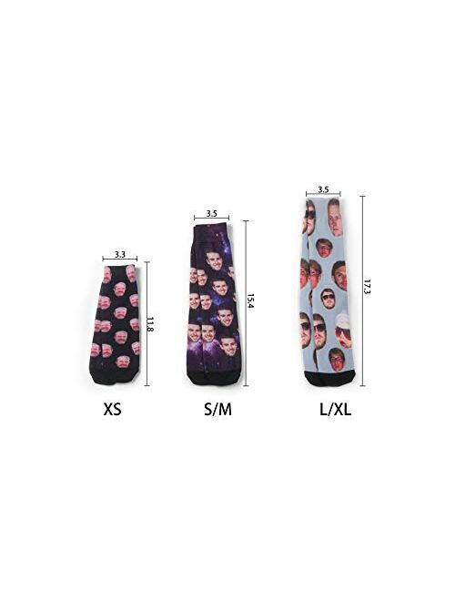 ShineSand Custom Face Socks with Picture, Personalized Socks with Photo Customized Unisex Funny Crew Sock Gifts for Men Women