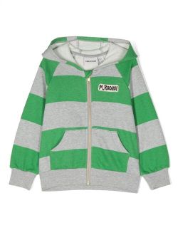 logo-patch striped cotton hoodie