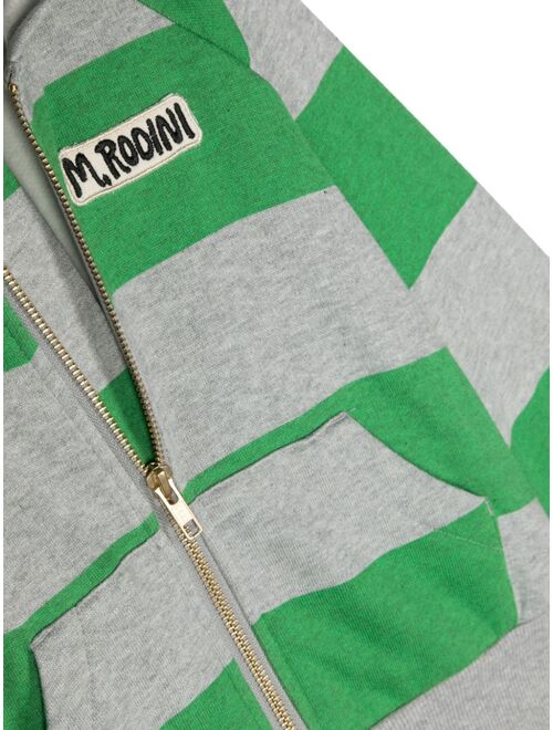 Mini Rodini logo-patch striped cotton hoodie