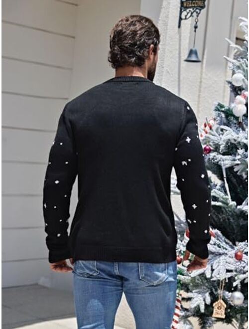 LUBOT 2023 New Ugly Christmas Sweaters for Men Cute Fuzzy Funny Wintertime and Holiday Parties Knitted Pullover Sweater