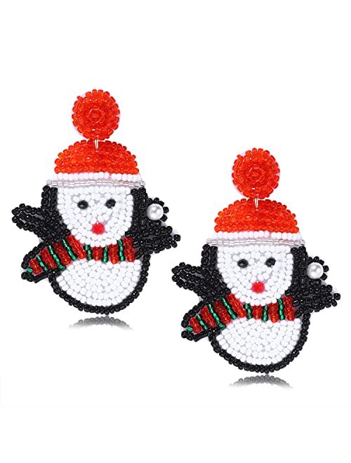 Glbcc Christmas Dangle Earrings Hypoallergenic Beaded Christmas Ugly Sweater Penguin Drop Earrings Handmade Fun Winter Xmas Jewelry Festival Holiday Gift for Women