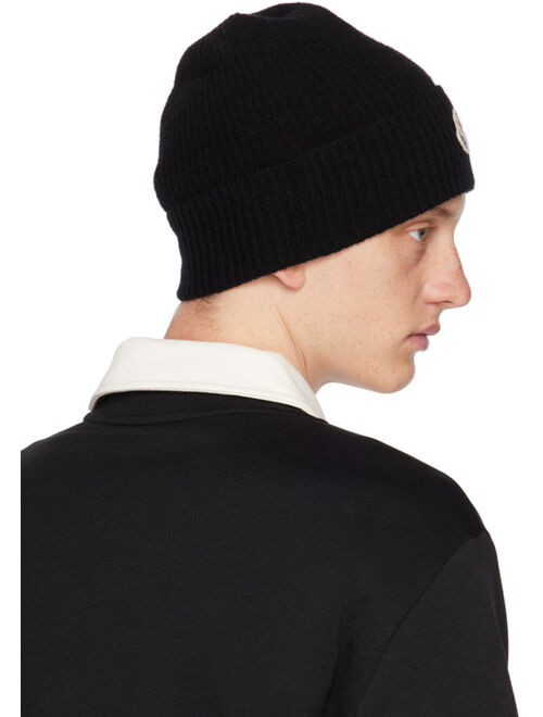 MONCLER Black Rolled Brim Beanie