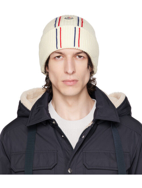 MONCLER Off-White Rolled Brim Beanie