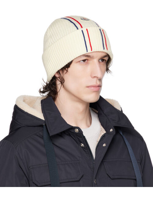 MONCLER Off-White Rolled Brim Beanie