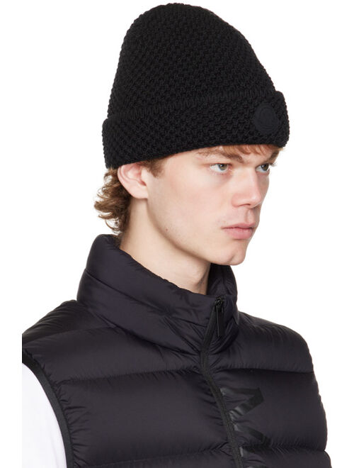 MONCLER Black Virgin Wool Beanie