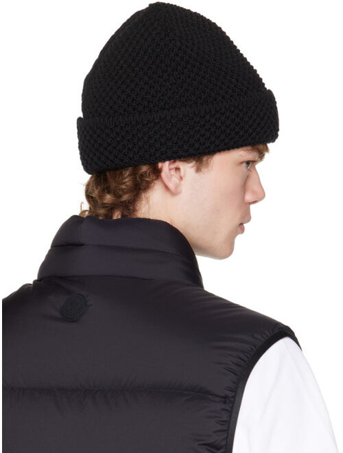 MONCLER Black Virgin Wool Beanie