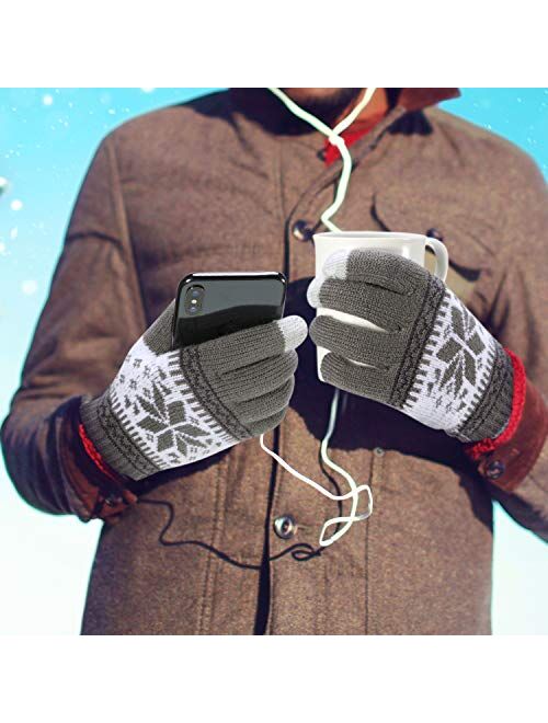 Tatuo 3 Pairs Texting Touchscreen Gloves Stretch Knitted Mechanic Winter Warm Gloves