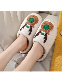 Christmas Slippers for Women Men Cute Santa Claus Soft Plush Slipper Holiday Elk Slippers for Family