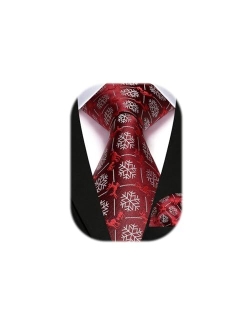 Christmas Ties for Men Festival Necktie Boys Funny Vacation Xmas Tie Handkerchief & Pocket Square Set for Party