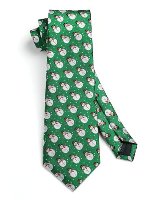 Hisdern Christmas Ties for Men Festival Necktie Boys Funny Vacation Xmas Tie Handkerchief & Pocket Square Set for Party