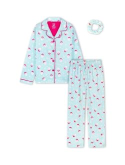 MAX & OLIVIA Big Girls Pajama with Scrunchie, 3 Piece Set