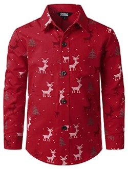 JOGAL Men's Christmas Santa Claus Party Long Sleeve Button Down Shirts