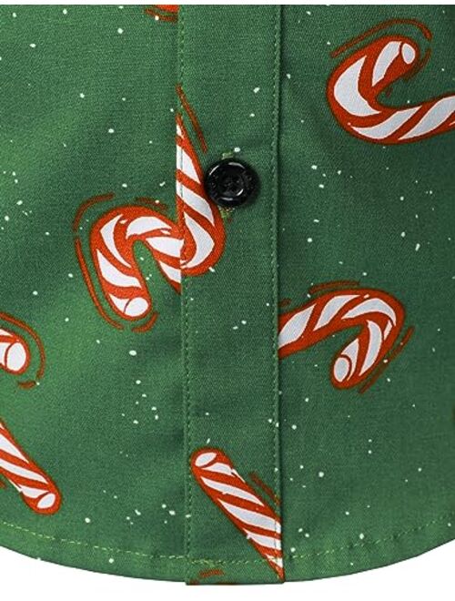 JOGAL Men's Christmas Santa Claus Party Long Sleeve Button Down Shirts