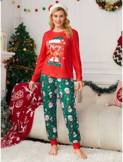 Christmas Print Tee & Pants PJ Set