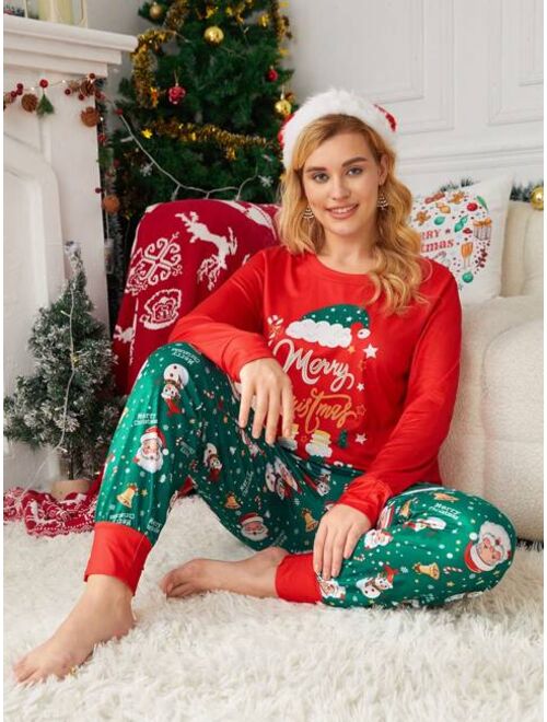 Shein Christmas Print Tee & Pants PJ Set