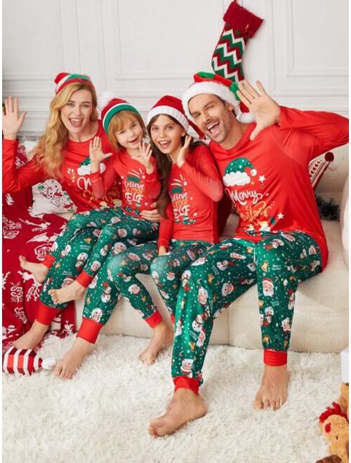 Shein Christmas Print Tee & Pants PJ Set