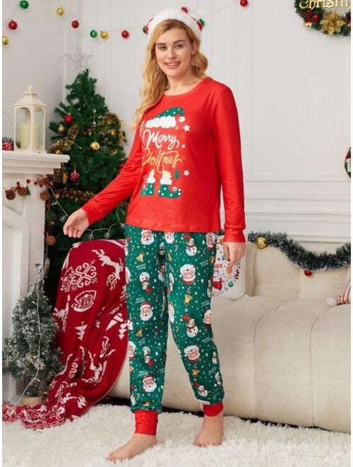 Shein Christmas Print Tee & Pants PJ Set