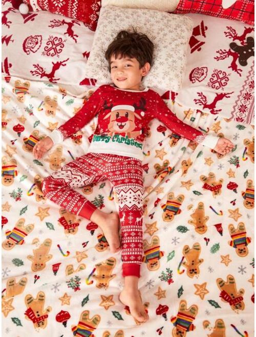Shein Young Boy 1pc Family Matching Christmas Print Sleep Tee & 1pc Sleep Pants