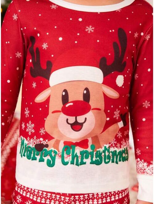 Shein Young Boy 1pc Family Matching Christmas Print Sleep Tee & 1pc Sleep Pants