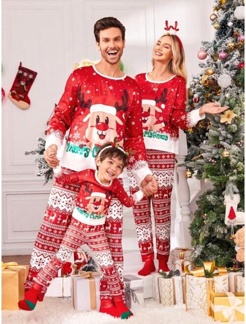 Shein Men 1set Family Matching Christmas Print PJ Set